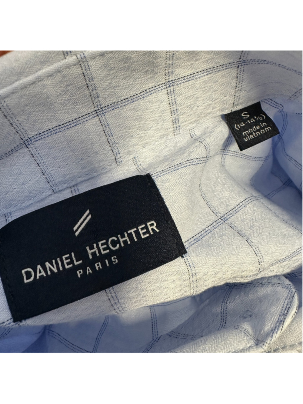 Daniel Hechter Paris Dress Shirt Blue Check Modern Fit Men's / S 14-14.5 - Picture 9 of 12